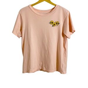 O’Neill Pink T-Shirt With Yellow Flowers, Size Large